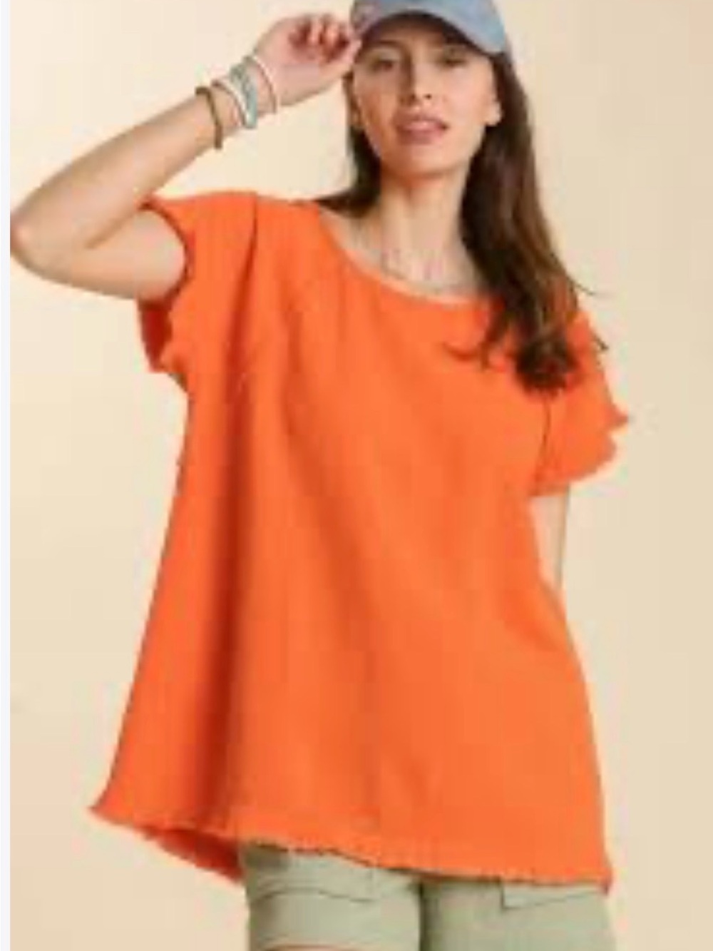Women’s Relaxed Orange Short-Sleeve Top